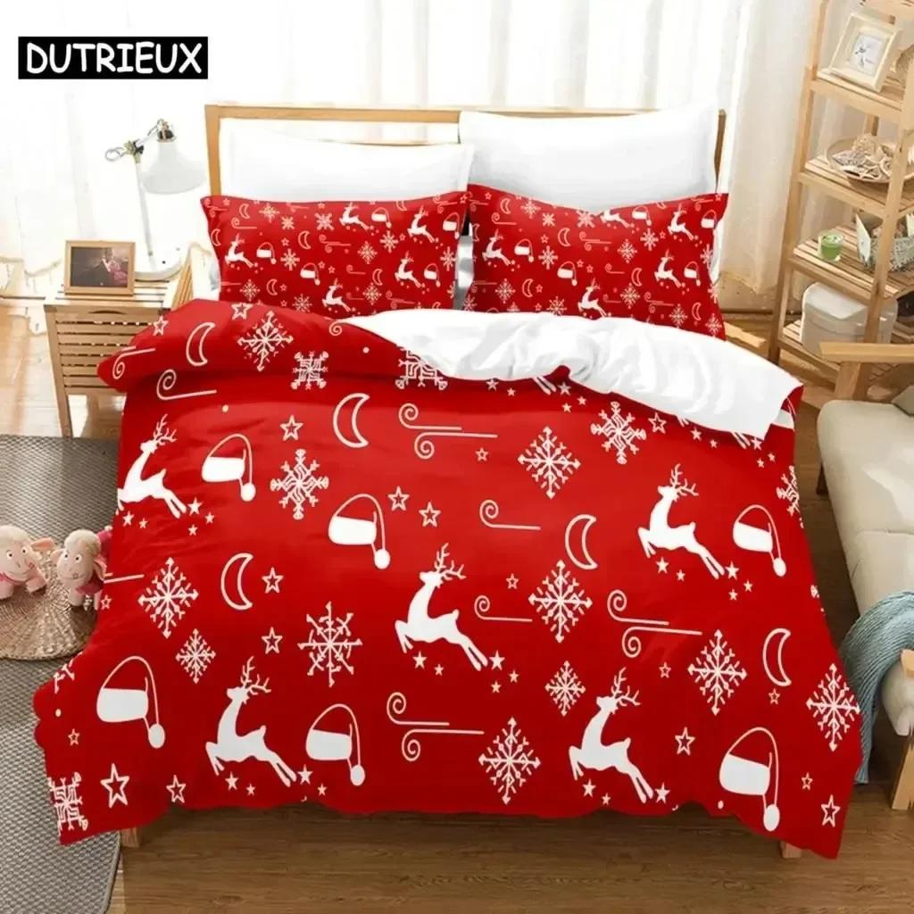Luxury New 3D Print Christmas Duvet Cover Set King Size Single Double Bed Queen Full Blue Quilt Case Linen Twin Bedding Sets