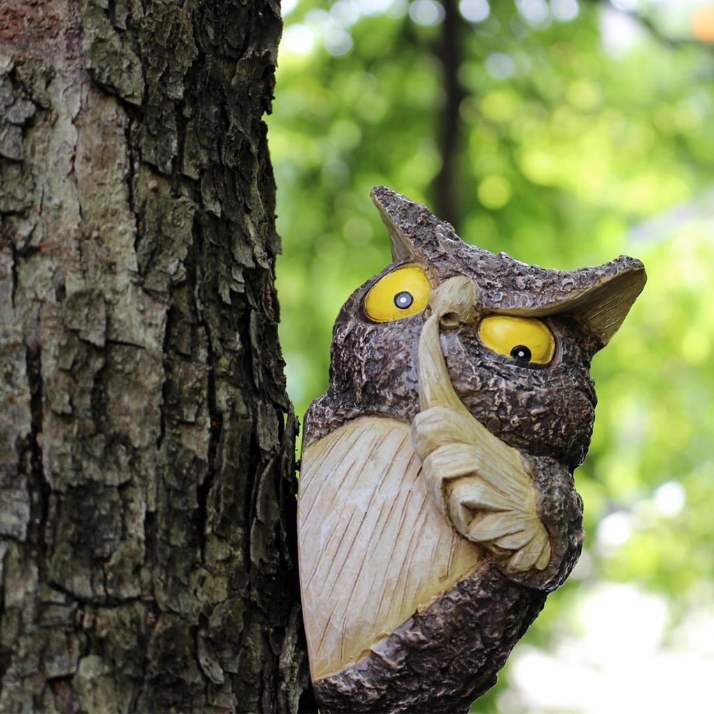Owl Garden Tree Hanging Outdoor Garden Tree Decorations Animal Statues Hiding Art Ornaments