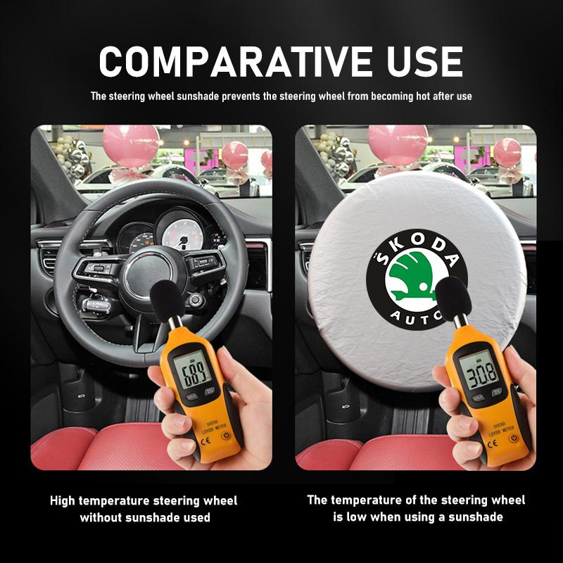 For Skoda Car Steering Wheel Sun Shade Cover Silver Anti-Heat Sunscreen Cover Octavia Superb RAPID FABIA KAMIQ KAROQ KODIAQ YETI xkbf53