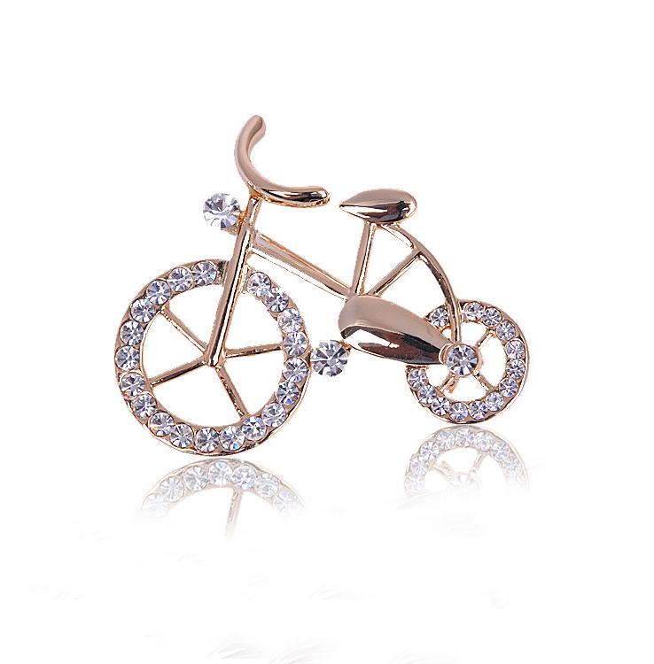 Fashion Personality Crystal Bicycle Brooch Men And Women Gift Fashion Suit Accessories Needle Bride Brooch For Women