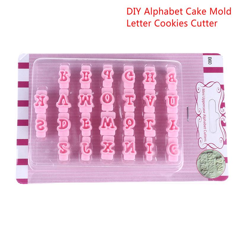 Diy Alphabet Cake Mold Letter Cookies Cutter Words Press Stamp Embossing Mould Plastic Letter Fondant Cake Biscuit Baking Mould