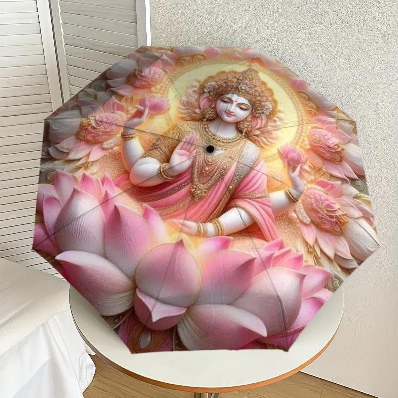 

1pc Lotus Statue Automatic Folding Umbrella - Compact 8-Rib Design,Perfect Gift for Friends & Family yy250926056