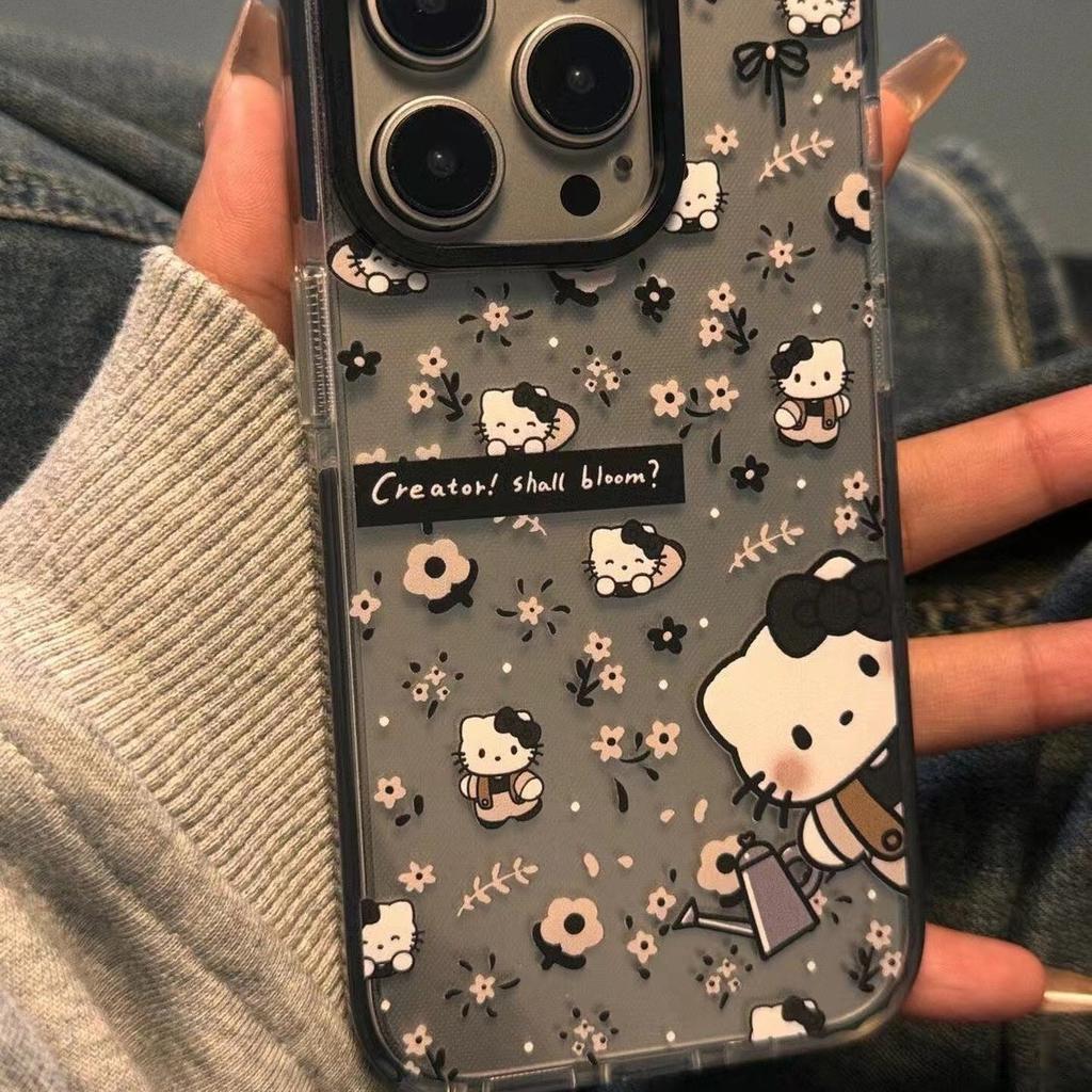 Watering Flowers Hello Kitty iPhone15 Mobile Phone Case for Apple 14Promax Soft Case 13 Cute 12 Anti-drop 11/7