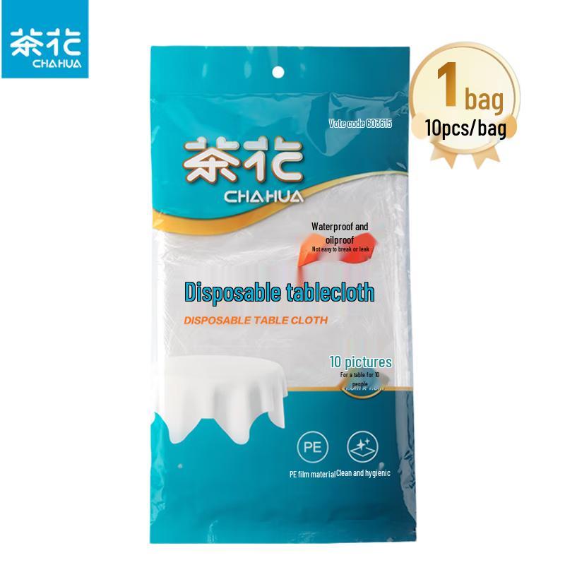 

Tea Blossom Disposable Plastic Tablecloths, 180x180cm, 10-Pack