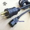 UL-Listed 15A/20A 125V US Standard Power Cord with Three-Prong Angled Plug (C13 Tail) - 3*14/12AWG