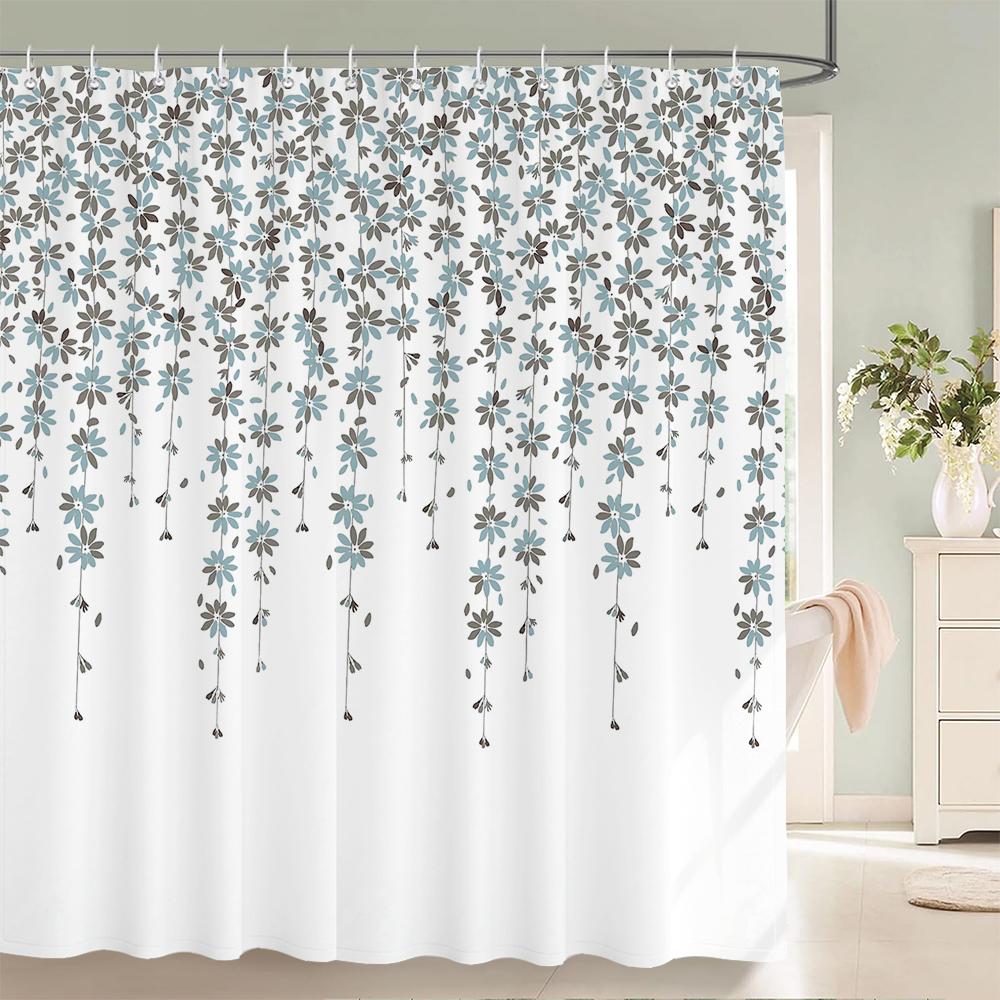 Piccolo Fresco Floreale foglie Fiori Tenda da Doccia Bagno Impermeabile Poliestere Multimisura Stampa 3D Tende per Doccia Bagno