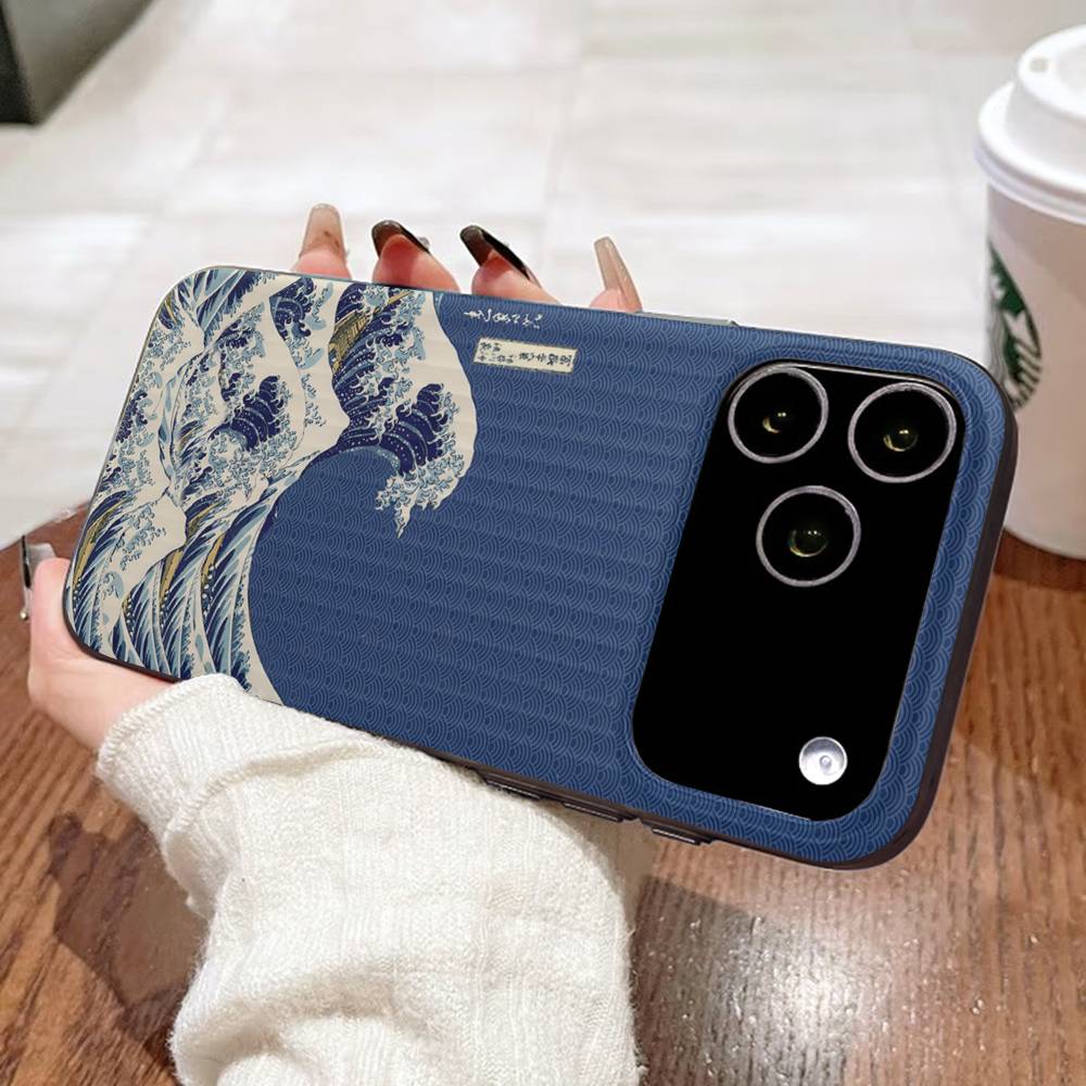 

Japanese Waves Corrugated Stripe Phone Case For IPhone 17 16 15 14 13 12 11 Pro Max Plus Pro Shockproof Cover iPhone 17pro max