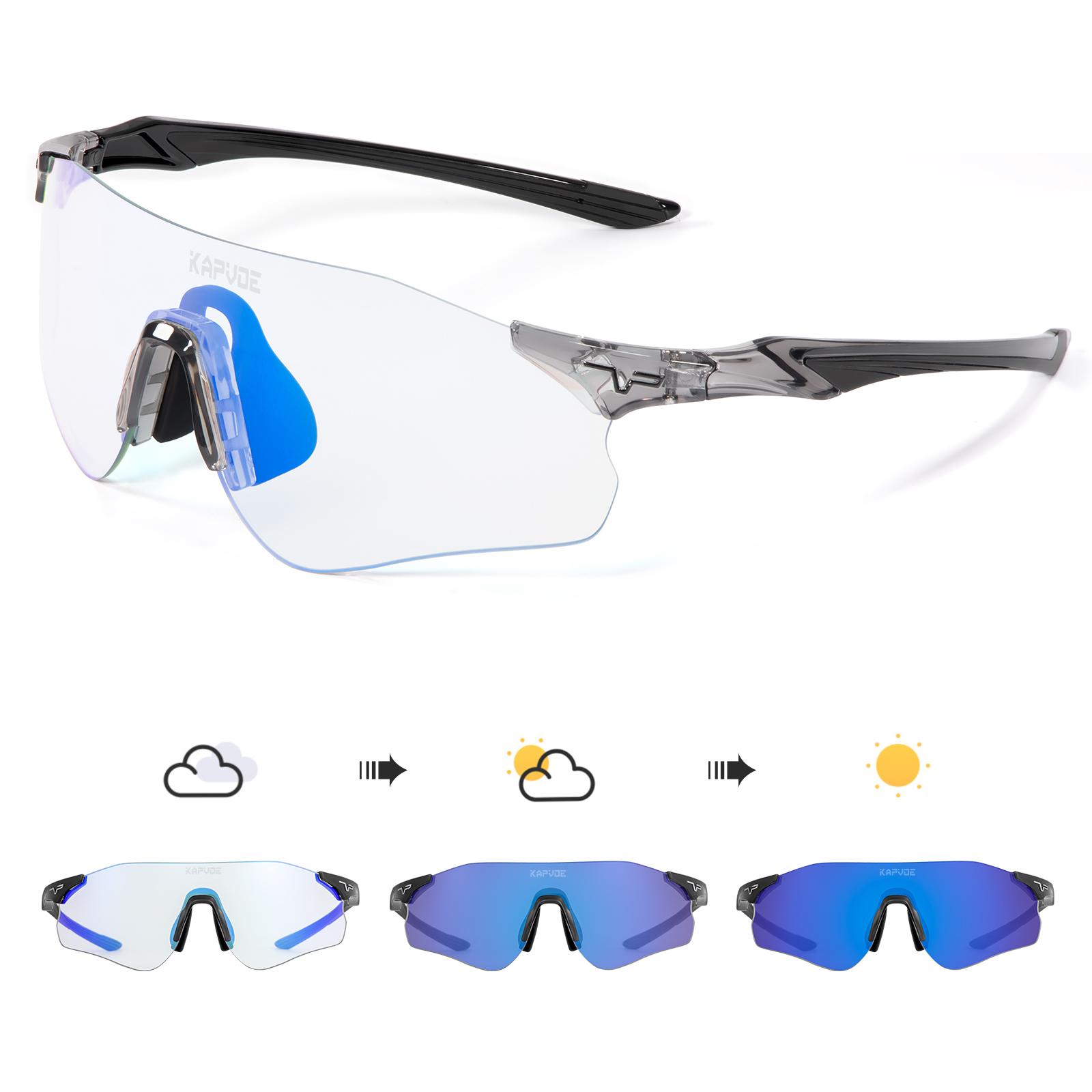 

Kapvoe Light weight Photochromic Running Sunglasses Sports for Men Marathon Cycling Glasses Mountain Bicycle Goggles Eyewear Photochromic lens