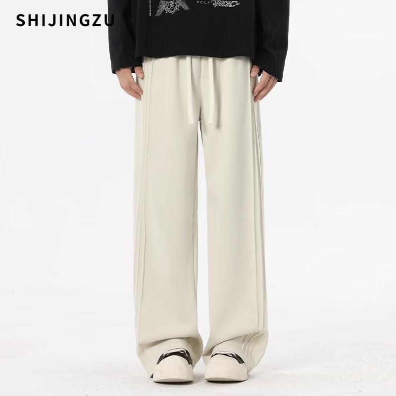 SHIJINGZU Men's Straight-Leg Casual Sweatpants with Side Stripe
