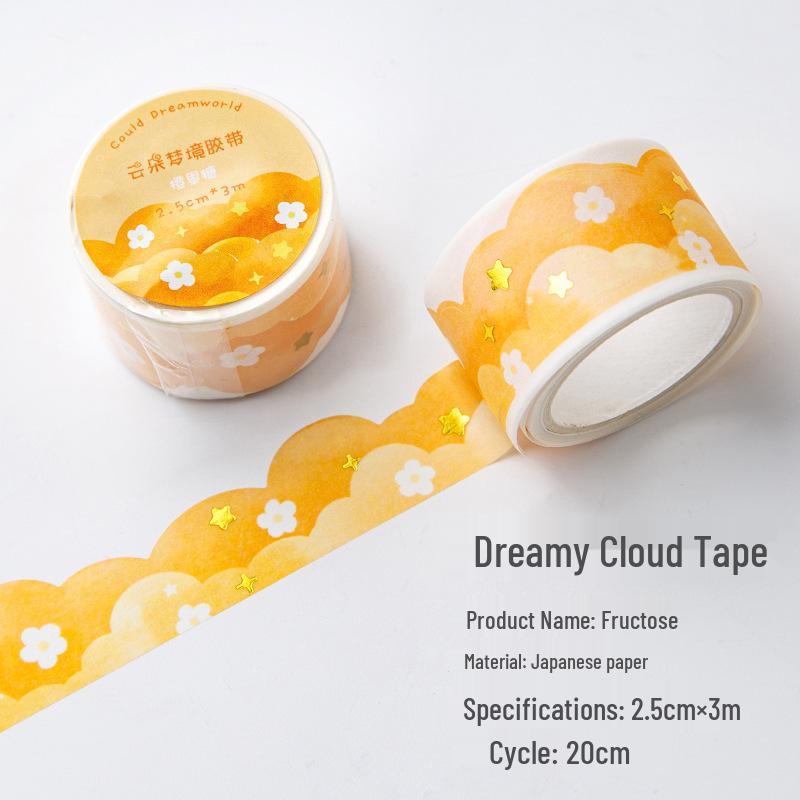 Cloud Dream Gold Foil Scenery Washi Tape - Decorative Journal Sticker Roll