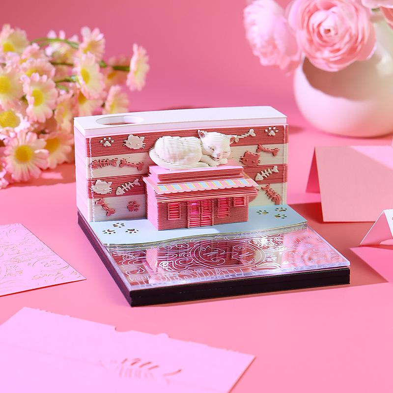 "2025 3D-Papierskulpturenkalender: Kreative Haftnotizen und Baumhaus-Dekorationen"