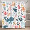 Cartoon Animals Shower Curtains Cute Fox Lion Deer Rabbit Autumn Floral Plant Kids Bath Curtain Polyester Bathroom Bathtub Decor