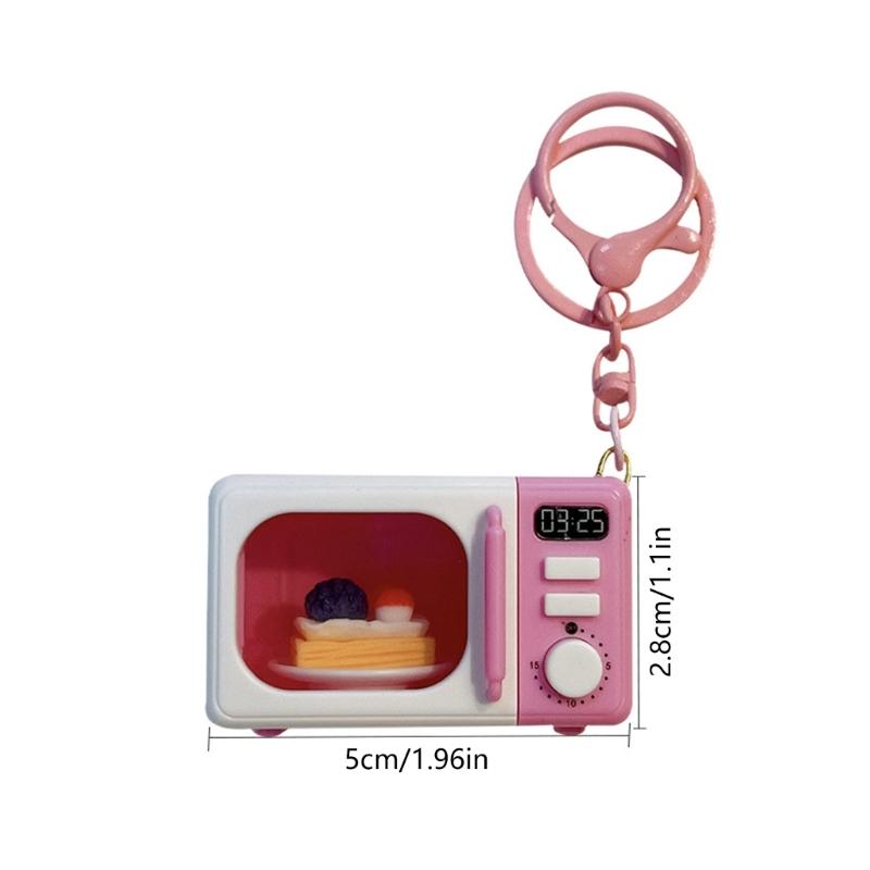 Cute Microwave or Washing Machine Key Chain Decoration With LED Light And Sound Effect For Bag Accessories