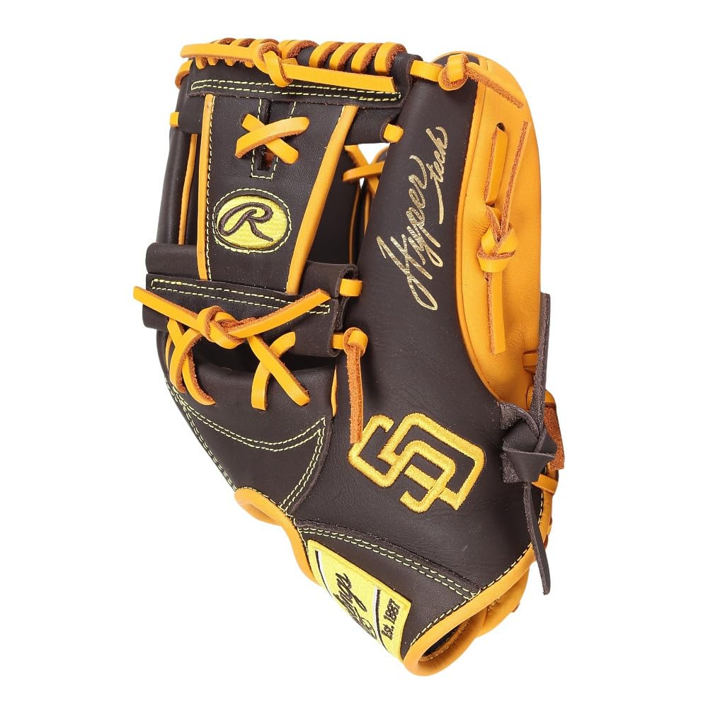 Rawlings Padres HYPER TECH MLB TEAM GR5HTMN62 Baseball Size Glove, Softball, Adult, [Infielder's Glove], 11.25 (Right-Handed Thrower, Left-Handed)
