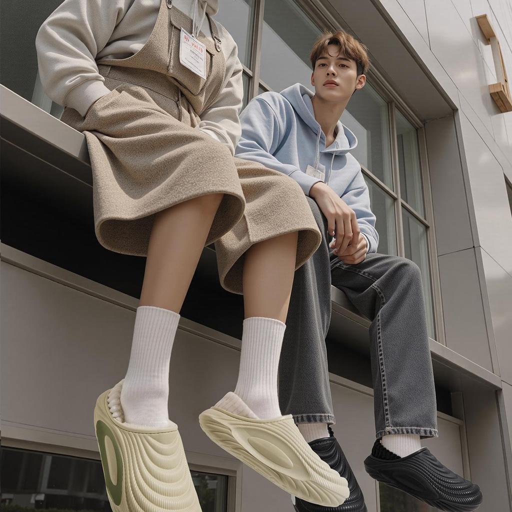 Jieleya Unisex Waterproof Non-slip Plush Slippers: Thick, Warm, and Outdoor/Indoor Use