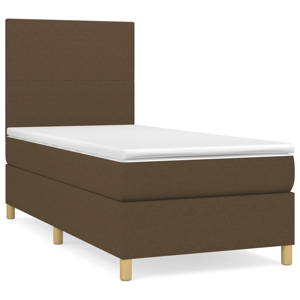Box Spring Bed with Mattress Dark Brown 80 x 200 cm Fabric