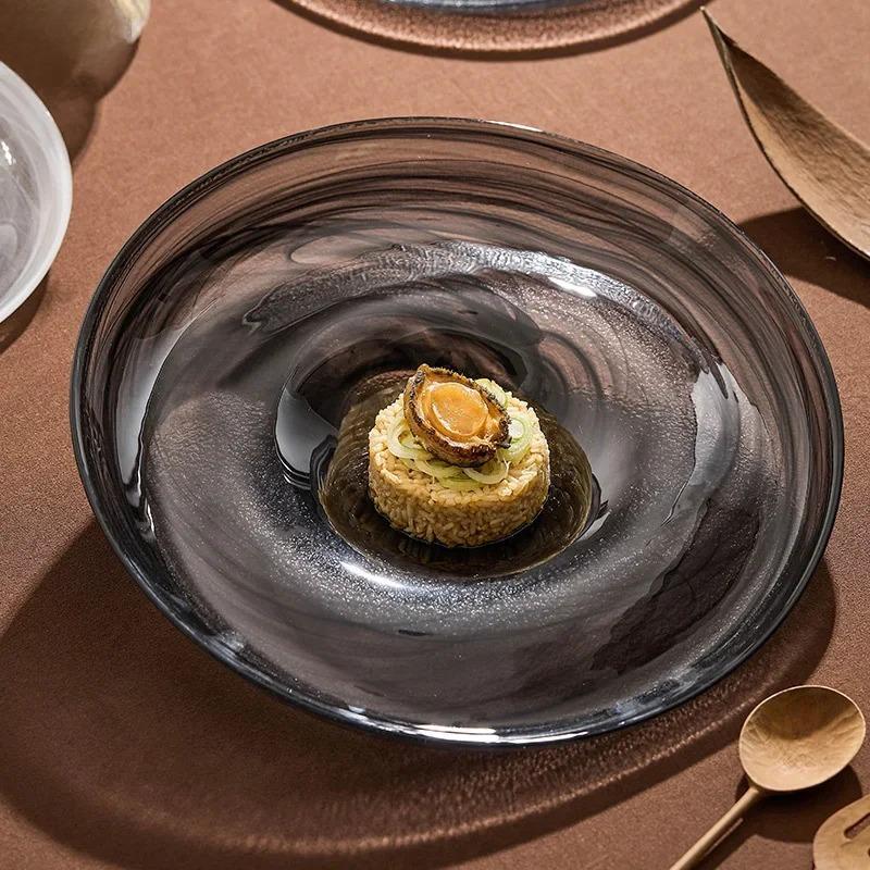 Irregular Glass Tableware Dessert Plate Serving Plate Pasta Dish Snack Dish Sushi Plates Restaurant Molecular Cuisine Tableware