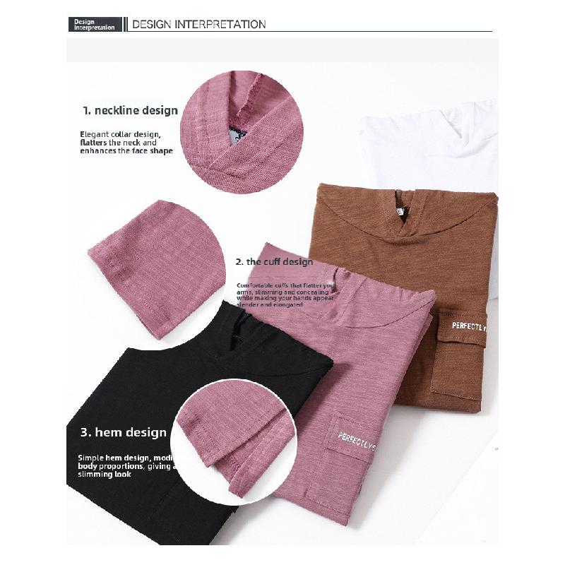 2026 Spring and Autumn Women's Pure Cotton Loose Hooded Long Sleeve T-Shirt, Comfortable Casual Top