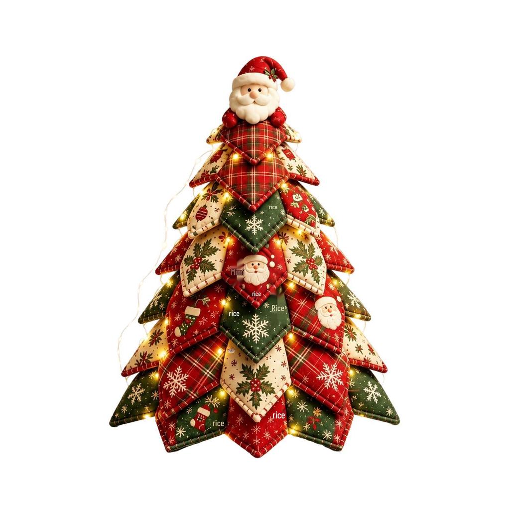 DOWMOO DIY Quilted LED Christmas Tree Set - Wear-Resistant Polyester Desktop Decoration Ornament