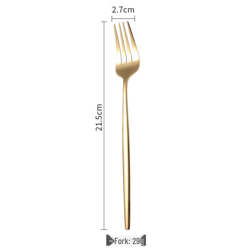 Portugal Gold Stainless Steel Cutlery Set: Four-Piece Knife, Fork, and Spoon Set for Steaks.