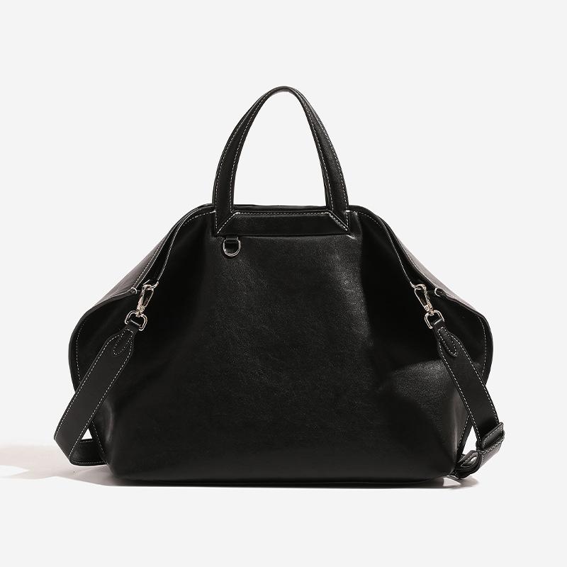 Celebrity Style Soft Cowhide Leather Casual Folding Ear Bag, Hand-held Shoulder Crossbody Bag, Large Capacity Computer Bag, Tote Bag small size: 27x11x24cm