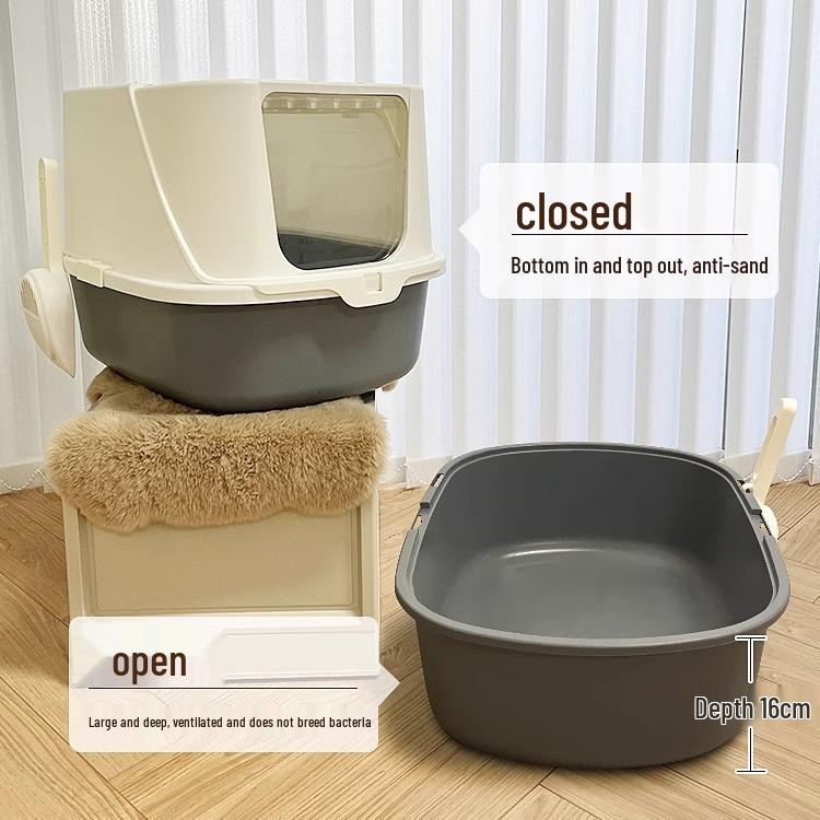 Fully Enclosed Anti-Splash Cat Litter Box with Front Entry, Large/Extra-Large Size