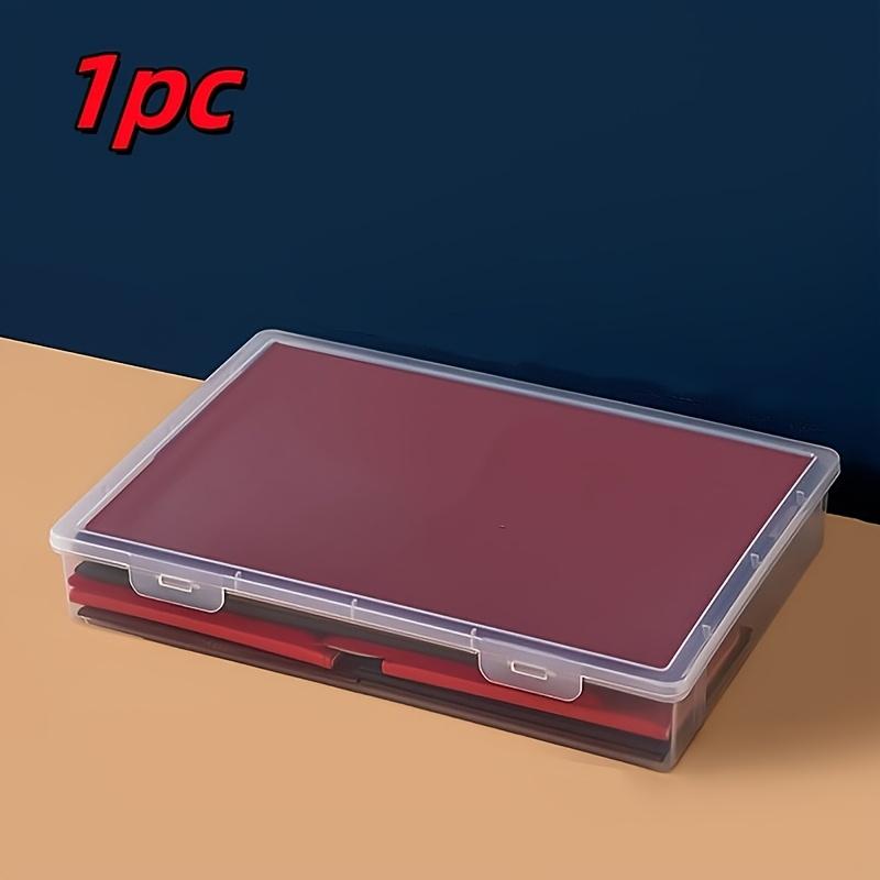 1pc A4 Size Transparent Plastic Storage Box with Hinged Lid, Space Saving Desktop Storage Box for Office and School Supplies, Desktop Storage Box