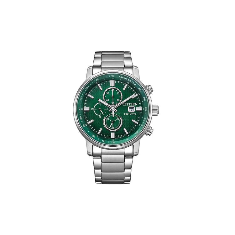 

CITIZEN Eco Drive 100m Water Resistant Light Powered Quartz Movement Stainless Steel Strap Watch CA084087X Green Dial