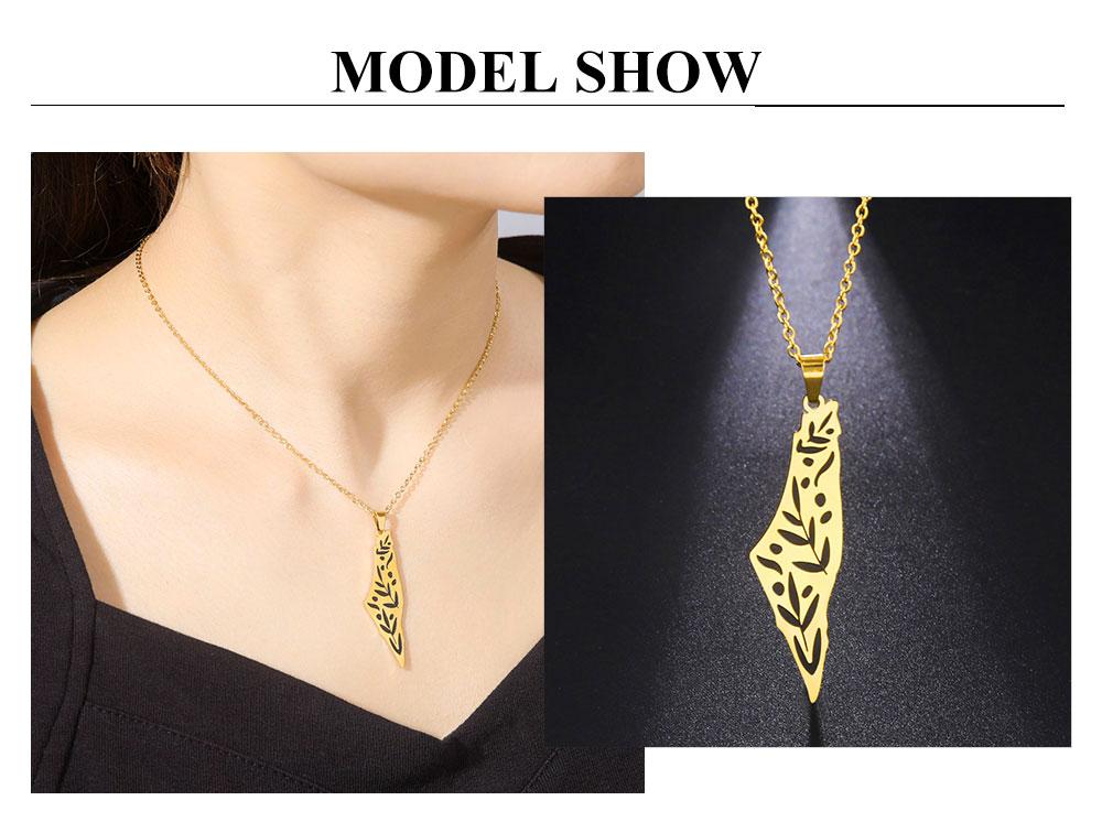 Cazador Palästina Israel Karte Anhänger Choker Kette Edelstahl Blätter Halskette für Damen Schmuck Geburtstagsgeschenk 2025 Großhandel