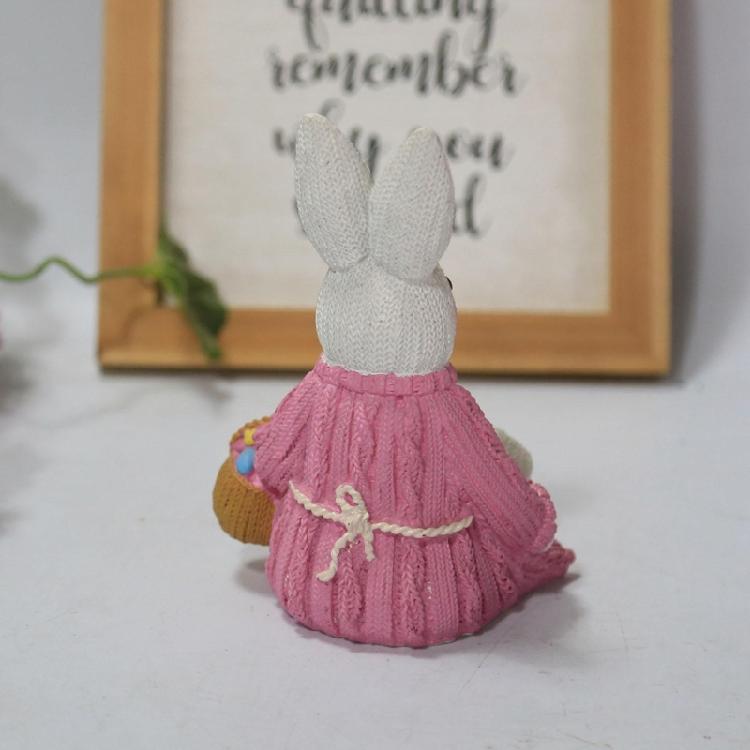 Easter Bunny Figurine Resin Woven Rabbit Statue Party Background Decor Accessory