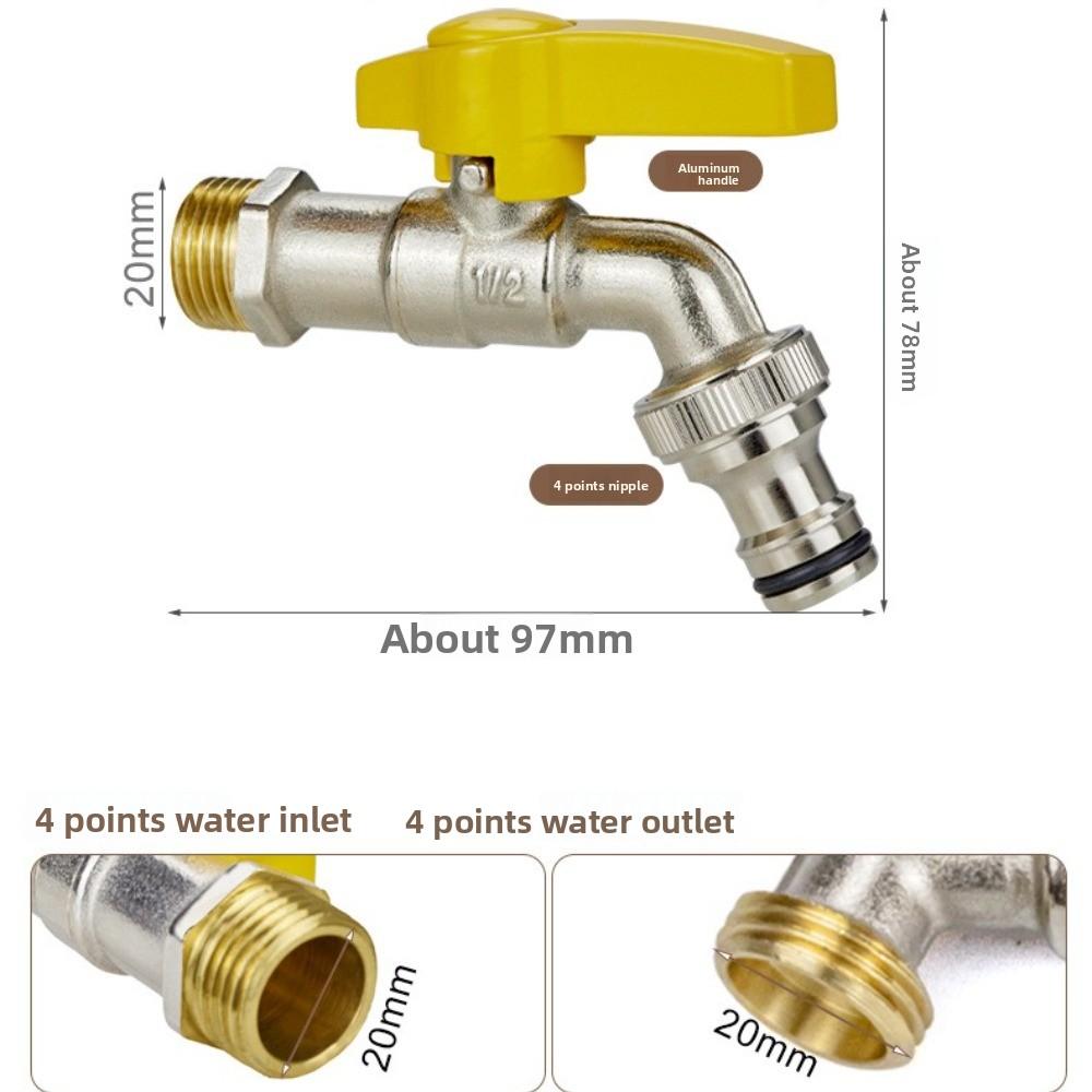 Brass Water Faucet Garden Tools 1/2" inside & outside Easy Turn On/Off Lever Handle Watering Supply Ball Valve