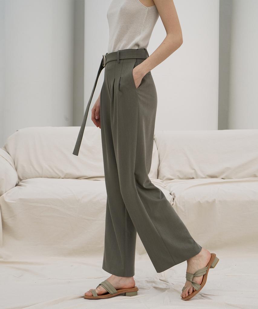 RE RHEE Straight Wide Leg Slacks Trousers Kh