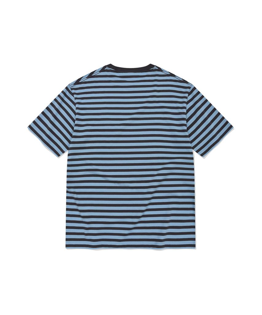 WACKY WILLY Basic Striped Short Sleeve T-Shirt Light Blue