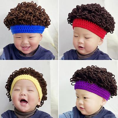 Cappellino Parrucca per Bambino Carino Comodo per Travestimento Lavoro a Maglia Neonati Bambini Piccoli Foto Corta Riccia Esplosione Cappello Parrucca per Uso Quotidiano
