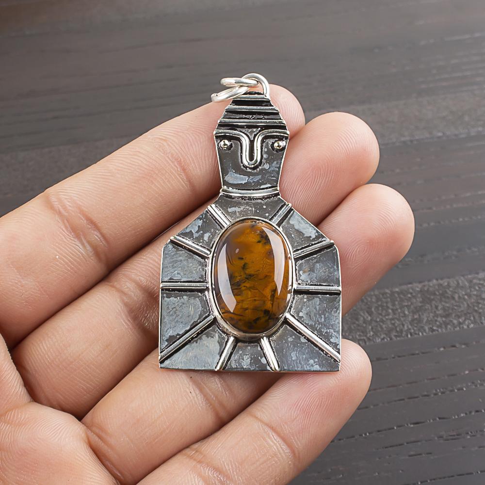 

Natural Tiger Eye Gemstone 925 Sterling Silver Jewelry Designer Pendant 2.2 AJP-1964