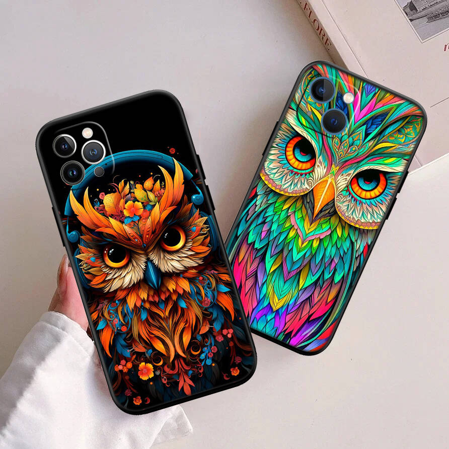 Cartoon Art Owl New Phone Case for iPhone 6 6s 7 8 11 12 13 14 15 16 17 16E XS Pro Max XR X SE Air