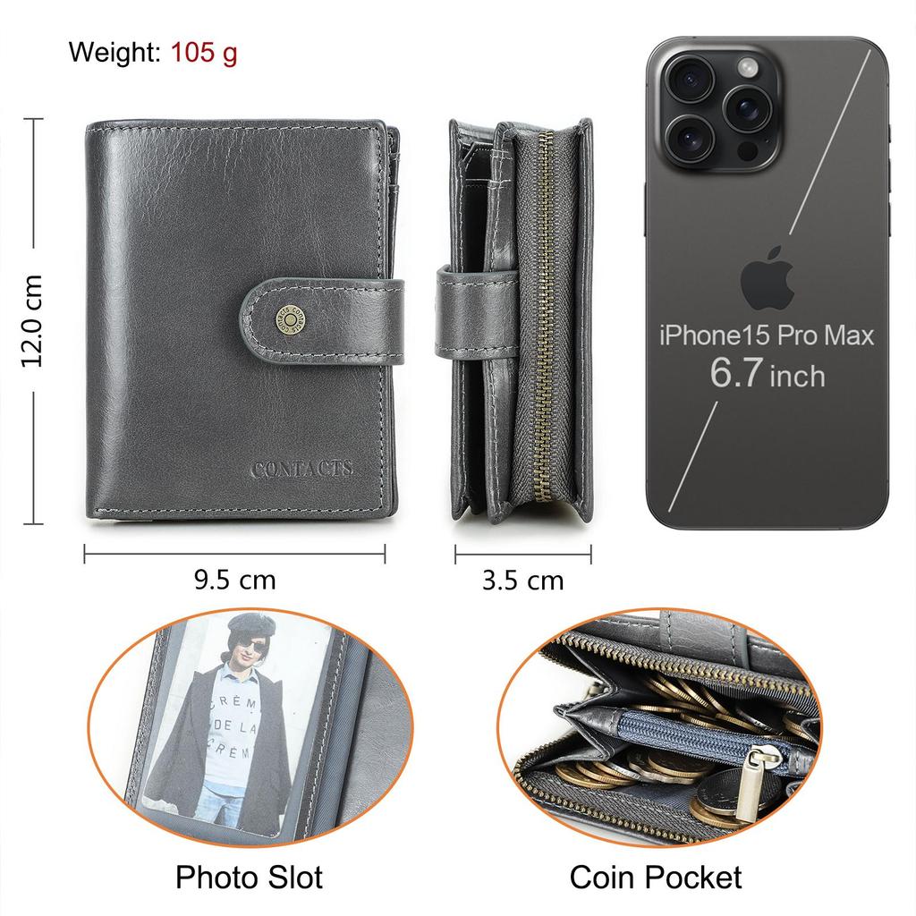 CONTACT'S Genuine Leather Wallet For Women Card Holders Money Clip Coin Purse Women's Wallet