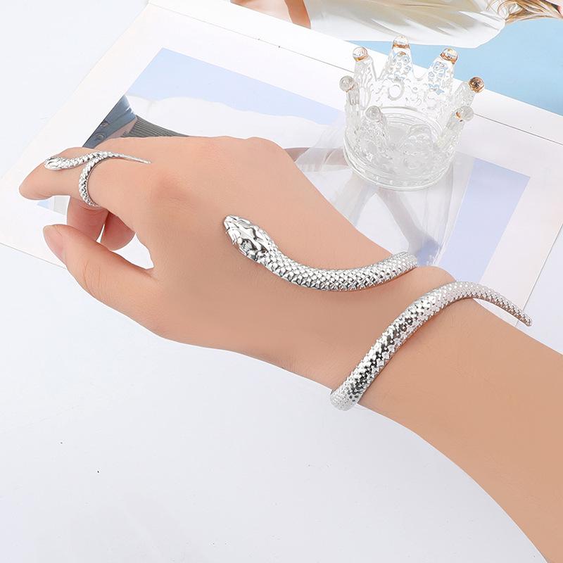 Exaggerated snake design bracelet jewelry snake opening adjustable ring set women