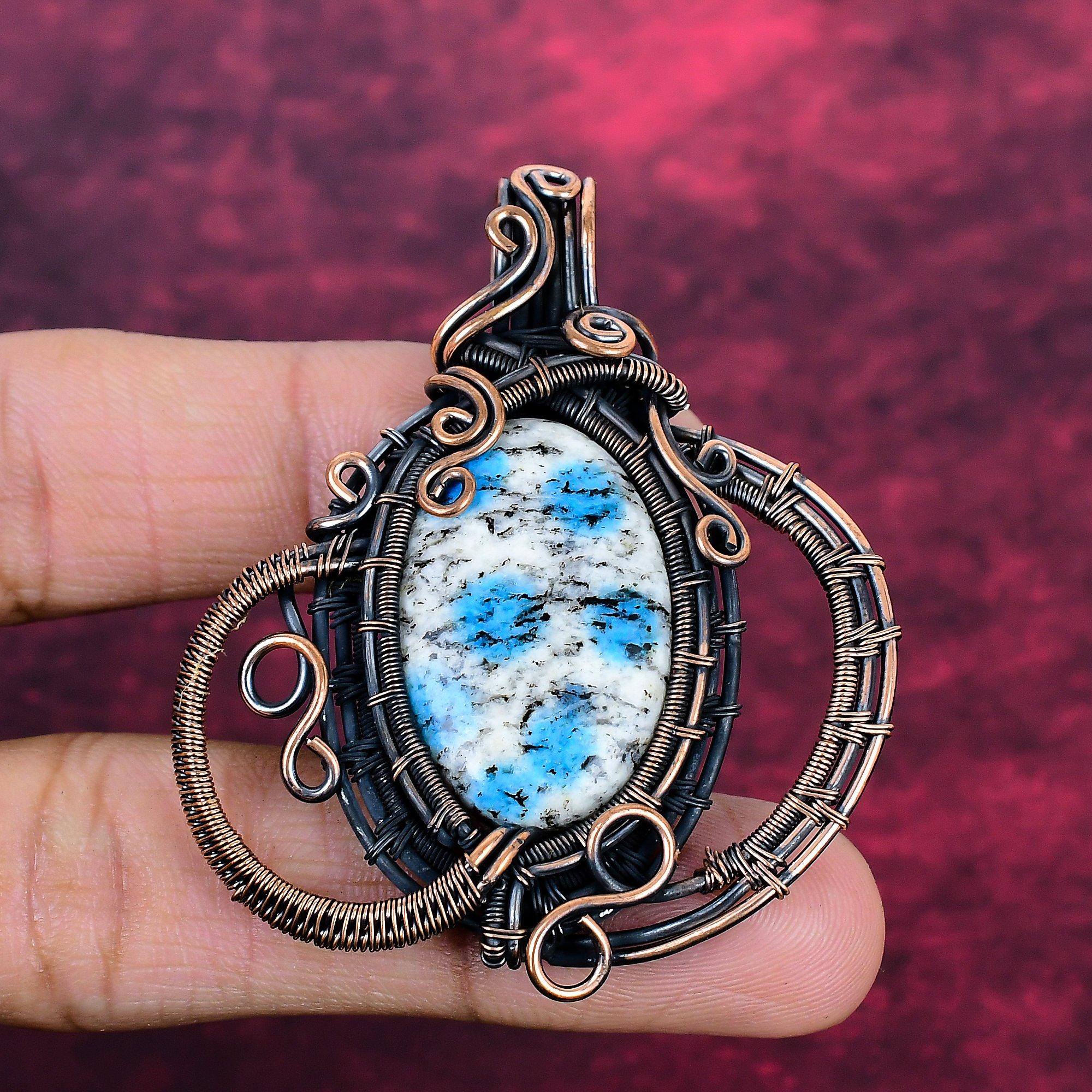 K2 Jasper Gemstone Pendant Handmade Copper Wire Wrapped Pendant Anniversary Gifts