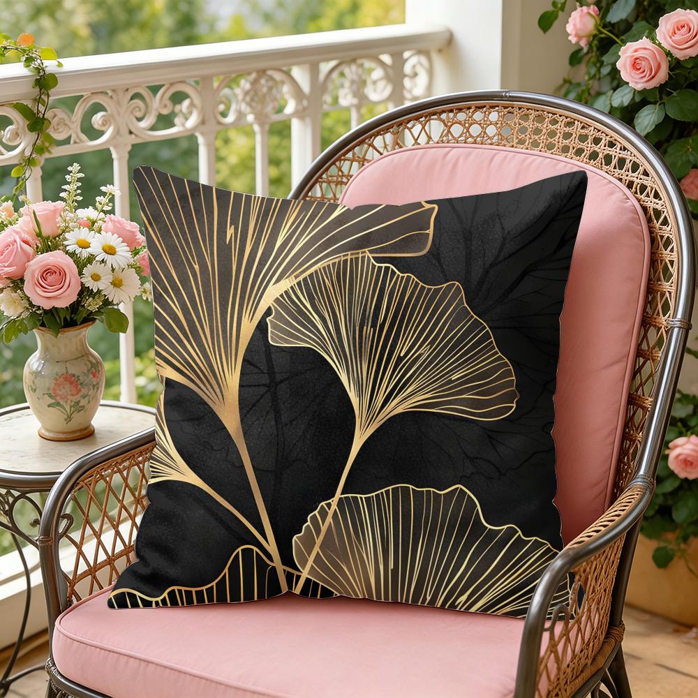 Ginkgo Leaves Cushion Cover Soft Plush Throw Pillow Cover DoubleSided Decorative Cushion Case Sofa Bedroom Home Decor