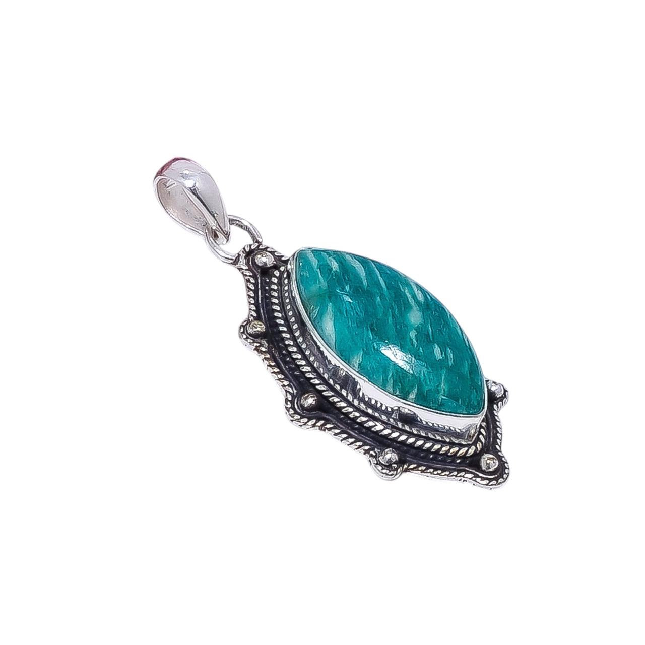

Amazonite - Colorado Mines 925 Sterling Silver Pendant V9044, Cyan Pendant, Marquish Pendant, Valentin s Day Gift, Gift For Her, Birthday Gift, Handma