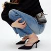 Sandali con Tacco Alto Estate Nuovi Punta Appuntita Tacco a Spillo Nero Sexy Sandali da Donna Strass Paillettes Taglia Grande Pantofole scarpa donna