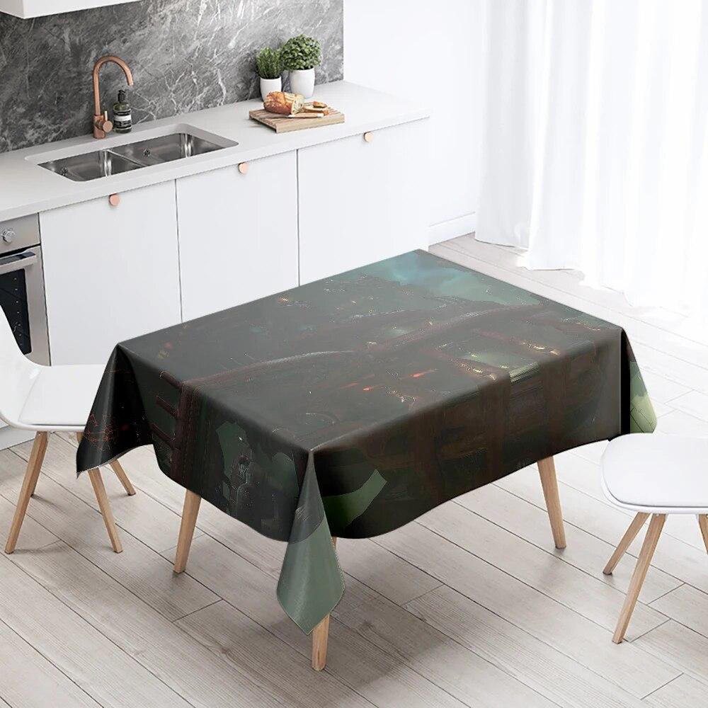 Sci-Fi Future Tischdecke, Punk, schmutzabweisend, wasserdicht, rechteckig, für Küche, Esstisch, Heimdekoration