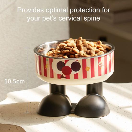 Elevated Pet Bowl Stainless Steel Raised Dog Bowl Reduces Discomfort Cute Cat Bowl with Stable Non-Slip Base for Food Water