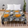 Manta de Flanela para Halloween Abóbora Fantasma Morcego Rei Rainha Tamanho Completo Leve Super Macia Quente Para Decoração de Sofá Cama