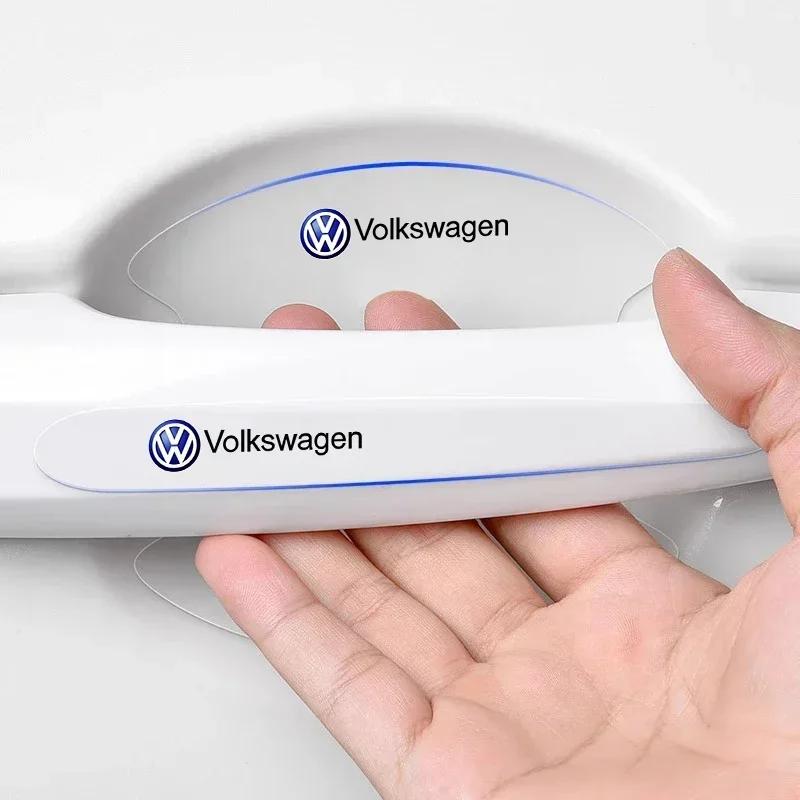 8Pcs VW Door Handle Anti Scratch Rubber Car Stickers Accessories For Volkswagen Polo Golf GTI CC Tiguan Arteon Passat Jetta ID.3