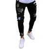 Mid-rise Button Zipper Fly Pockets Embroidery Cartoon Letter Print Men Jeans Distressed