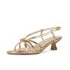 Frühling und Sommer neue goldene spitze Damen-Einzelschuhe mit Zehenausschnitt vielseitig ausländischer Stil Damenschuhe Internet-Berühmtheit schönes Temperament thi