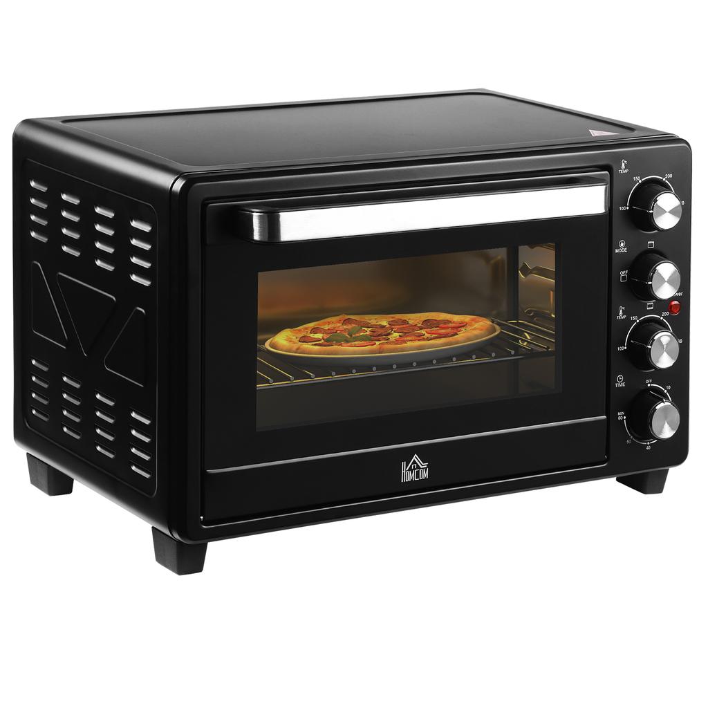 Mini oven toaster oven, 1 baking tray, 1 grill rack, timer function, black