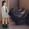 Girls short boots single boots cowhide 2025 autumn and winter new children's Martin boots velvet warm middle and older children's cotton boots